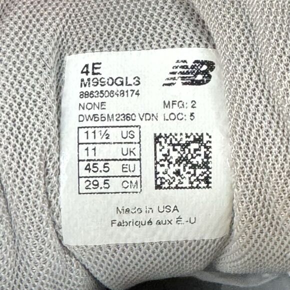 New Balance 990v3 Grey M990GL3 Mens Size 11.5 Heritage Made In USA ENCAP - Picture 12 of 12